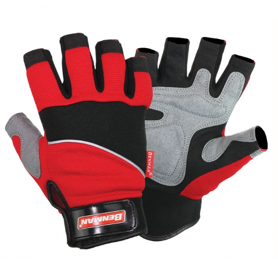 Benman γάντια υφασμάτινα με δερμάτινη ενίσχυση (κομμένα)