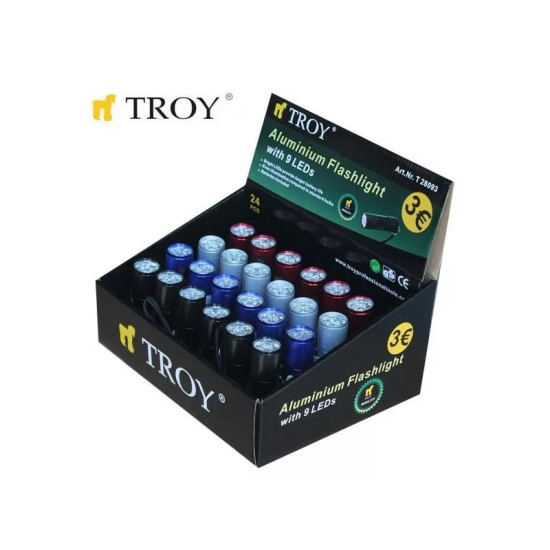 TROY ΦΑΚΟΣ ΑΛΟΥΜΙΝΙΟΥ 9 LED ΜΕ ΜΠΑΤΑΡΙΕΣ